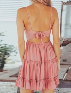 New Women's Mini Dress Graduation Dress Casual Dress A Line Dress Summer Dress Stylish Sexy Vacation Daily Date Regular Fit Plain Sleeveless V Neck White Pink Summer Women White Dresses
