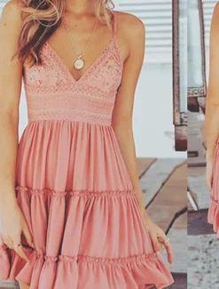 New Women's Mini Dress Graduation Dress Casual Dress A Line Dress Summer Dress Stylish Sexy Vacation Daily Date Regular Fit Plain Sleeveless V Neck White Pink Summer Women White Dresses