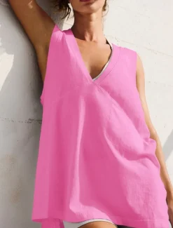Outlet Women's Mini Dress Graduation Dress Casual Dress Summer Dress Stylish Casual Vacation Daily Date Regular Fit Plain Sleeveless V Neck Light Pink Black White Pink Summer Women White Dresses