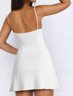 New Women's Mini Dress Graduation Dress Summer Dress Cami Dress Stylish Sexy Vacation Daily Date Regular Fit Plain Sleeveless V Neck Black White Pink Red Summer Women White Dresses