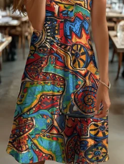 Hot Women's Mini Dress Knit Dress Casual Dress T Shirt Dress Tee Dress Sundress Elegant Vacation Casual Beach Regular Fit Graphic Geometric Abstract Short Sleeve V Neck Yellow Blue Purple Orange Summer Women Vacation Dresses