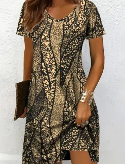 Clearance Women's Mini Dress Knit Dress Casual Dress T Shirt Dress Tee Dress Sundress Vacation Casual Regular Fit Graphic Geometric Abstract Short Sleeve V Neck Black And White Yellow Pink Red Summer Spring Women Vacation Dresses
