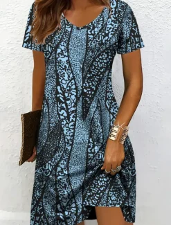 Clearance Women's Mini Dress Knit Dress Casual Dress T Shirt Dress Tee Dress Sundress Vacation Casual Regular Fit Graphic Geometric Abstract Short Sleeve V Neck Black And White Yellow Pink Red Summer Spring Women Vacation Dresses