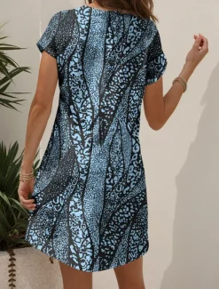 Clearance Women's Mini Dress Knit Dress Casual Dress T Shirt Dress Tee Dress Sundress Vacation Casual Regular Fit Graphic Geometric Abstract Short Sleeve V Neck Black And White Yellow Pink Red Summer Spring Women Vacation Dresses