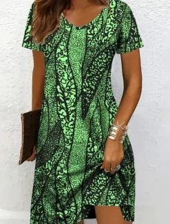 Clearance Women's Mini Dress Knit Dress Casual Dress T Shirt Dress Tee Dress Sundress Vacation Casual Regular Fit Graphic Geometric Abstract Short Sleeve V Neck Black And White Yellow Pink Red Summer Spring Women Vacation Dresses