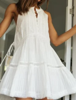 Clearance Women's Mini Dress Linen-Inspired Dresses Casual Dress Swing Dress Tank Dress Basic Casual Vacation Daily Regular Fit Plain Sleeveless Crew Neck Summer Women Dresses