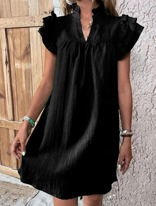 Women's Mini Dress Linen-Inspired Dresses White Dress Casual Dress Tank Dress Streetwear Casual Vacation Street Holiday Regular Fit Short Sleeve Split Neck Black White Red Green Summer Women Dresses|White Dresses