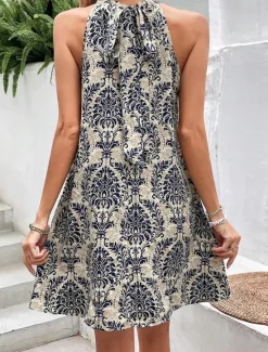 Hot Women's Mini Dress Petite Dress Casual Dress Summer Dress Boho Dress Elegant Hawaiian Stylish Vacation Daily Date Regular Fit Floral Sleeveless Halter Neck Summer Women Spring Dresses