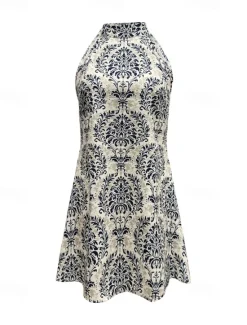 Hot Women's Mini Dress Petite Dress Casual Dress Summer Dress Boho Dress Elegant Hawaiian Stylish Vacation Daily Date Regular Fit Floral Sleeveless Halter Neck Summer Women Spring Dresses