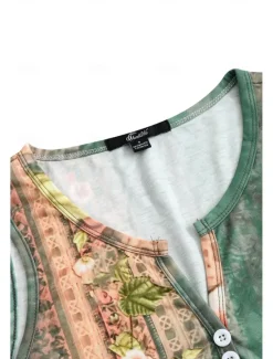 Sale Women's Mini Dress Petite Dress T Shirt Dress Tee Dress Sundress A Line Dress Active Fashion Streetwear Outdoor Vacation Street Loose Fit Floral Sleeveless V Neck Orange Green Dark Gray Women T Shirt Dresses