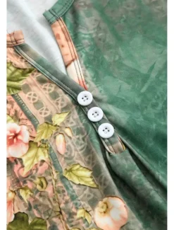 Sale Women's Mini Dress Petite Dress T Shirt Dress Tee Dress Sundress A Line Dress Active Fashion Streetwear Outdoor Vacation Street Loose Fit Floral Sleeveless V Neck Orange Green Dark Gray Women T Shirt Dresses