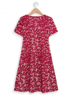 Clearance Women's Mini Dress Petite Dress T Shirt Dress Tee Dress A Line Dress Summer Dress Stylish Casual Vacation Daily Holiday Loose Fit Ditsy Floral Short Sleeve Crew Neck White Red Blue Green Women T Shirt Dresses