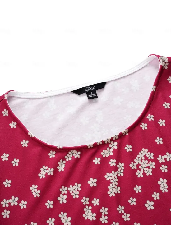 Clearance Women's Mini Dress Petite Dress T Shirt Dress Tee Dress A Line Dress Summer Dress Stylish Casual Vacation Daily Holiday Loose Fit Ditsy Floral Short Sleeve Crew Neck White Red Blue Green Women T Shirt Dresses