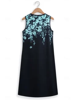 Sale Women's Mini Dress Petite Dress T Shirt Dress Tee Dress Sundress Summer Dress Active Fashion Streetwear Outdoor Vacation Street Regular Fit Floral Leaf Sleeveless Split Neck White Pink Blue Women Spring Dresses|T Shirt Dresses