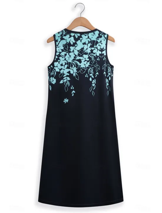 Sale Women's Mini Dress Petite Dress T Shirt Dress Tee Dress Sundress Summer Dress Active Fashion Streetwear Outdoor Vacation Street Regular Fit Floral Leaf Sleeveless Split Neck White Pink Blue Women Spring Dresses|T Shirt Dresses