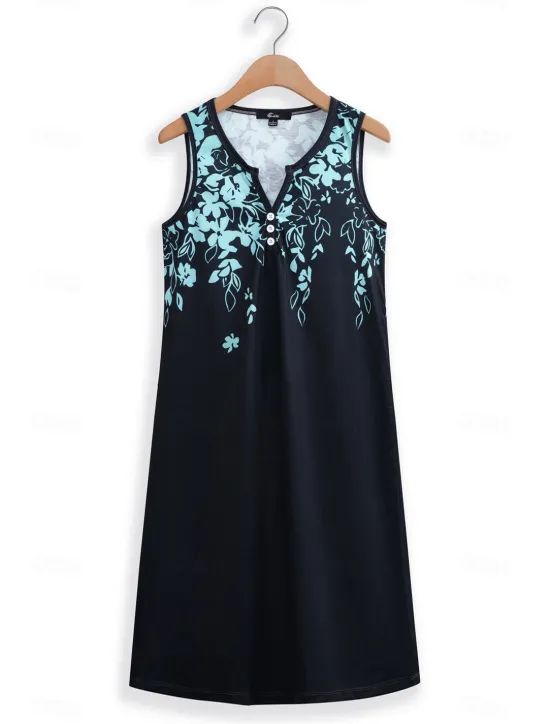 Sale Women's Mini Dress Petite Dress T Shirt Dress Tee Dress Sundress Summer Dress Active Fashion Streetwear Outdoor Vacation Street Regular Fit Floral Leaf Sleeveless Split Neck White Pink Blue Women Spring Dresses|T Shirt Dresses