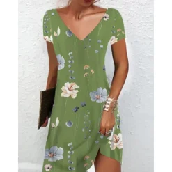Outlet Women's Mini Dress Petite Dress Petite Dress T Shirt Dress Tee Dress Sundress Summer Dress Active Fashion Streetwear Outdoor Vacation Birthday Regular Fit Floral Short Sleeve V Neck Black Women Spring Dresses|T Shirt Dresses