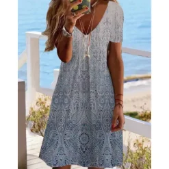 Outlet Women's Mini Dress Petite Dress Petite Dress T Shirt Dress Tee Dress Sundress Summer Dress Active Fashion Streetwear Outdoor Vacation Birthday Regular Fit Floral Short Sleeve V Neck Black Women Spring Dresses|T Shirt Dresses