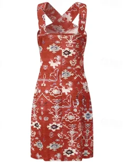 Discount Women's Mini Dress Petite Dress Shift Dress Summer Dress Print Dress Bohemia Vintage Fashion Vacation Casual Daily Loose Fit Graphic Geometric Sleeveless Halter Neck Wine Blue Summer Spring Women Sundresses