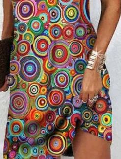 Discount Women's Mini Dress Petite Dress Shift Dress Summer Dress Print Dress Bohemia Vintage Fashion Vacation Casual Daily Loose Fit Graphic Geometric Sleeveless Halter Neck Wine Blue Summer Spring Women Sundresses