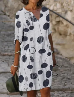 Online Women's Mini Dress Petite Dress T Shirt Dress Tee Dress Shift Dress Summer Dress Active Vintage Fashion Outdoor Vacation Work Regular Fit Floral Half Sleeve V Neck Pink Navy Blue Blue Gray Women T Shirt Dresses
