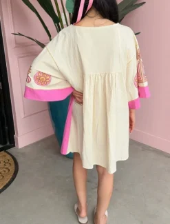 Hot Women's Mini Dress Petite Dress Casual Dress Boho Dress Bohemia Vintage Casual Vacation Daily Regular Fit Floral 3/4 Length Sleeve V Neck Fuchsia Orange Green Spring Fall Women Spring Dresses