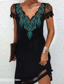 Online Women's Mini Dress Petite Dress Casual Dress Boho Dress Elegant Bohemia Stylish Vacation Daily Date Regular Fit Floral V Neck White Yellow Pink Blue Summer Women Spring Dresses