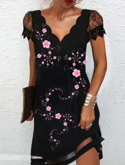 Online Women's Mini Dress Petite Dress Casual Dress Boho Dress Elegant Bohemia Stylish Vacation Daily Date Regular Fit Floral V Neck White Yellow Pink Blue Summer Women Spring Dresses