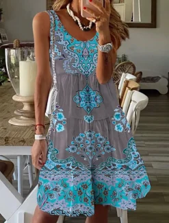 Best Women's Mini Dress Petite Dress Sundress Shift Dress Tank Dress Active Tropical Fashion Outdoor Vacation Going out Regular Fit Floral Sleeveless U Neck Pink Blue Orange Summer Spring Women Spring Dresses|T Shirt Dresses