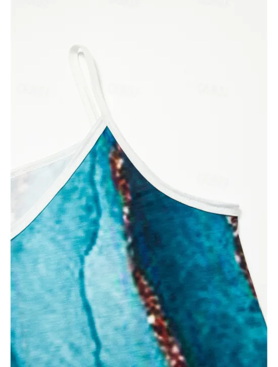 Clearance Women's Mini Dress Petite Dress Petite Dress Sundress A Line Dress Summer Dress Vacation Fashion Stylish Outdoor Vacation Daily Regular Fit Ombre Marble Sleeveless V Neck Summer Women Sundresses
