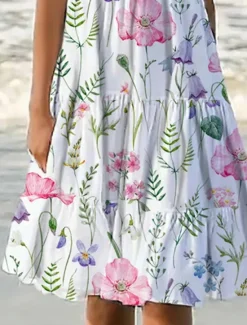 Women's Mini Dress Petite Dress Sundress Shift Dress Tank Dress Vacation Basic Casual Outdoor Vacation Daily Regular Fit Floral Sleeveless U Neck Summer Spring Women Sundresses