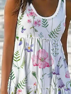 Women's Mini Dress Petite Dress Sundress Shift Dress Tank Dress Vacation Basic Casual Outdoor Vacation Daily Regular Fit Floral Sleeveless U Neck Summer Spring Women Sundresses