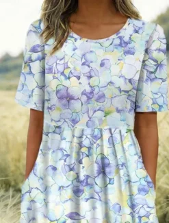 New Women's Mini Dress Petite Dress T Shirt Dress Tee Dress A Line Dress Summer Dress Vacation Stylish Casual Vacation Daily Regular Fit Floral Graphic Short Sleeve Crew Neck Women T Shirt Dresses