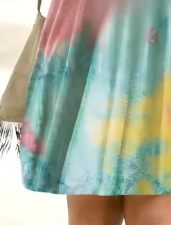 Best Women's Mini Dress Petite Dress Sundress Tank Dress Summer Dress Tropical Hawaiian Vacation Holiday Beach Loose Fit Tie Dye Sleeveless Crew Neck Summer Women Sundresses