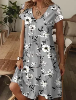 New Women's Mini Dress Petite Dress Casual Dress Sundress A Line Dress Summer Dress Elegant Vacation Stylish Vacation Daily Regular Fit Floral Graphic Ditsy Floral Short Sleeve Crew Neck Pink Blue Women T Shirt Dresses