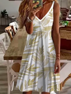 Hot Women's Mini Dress Petite Dress Casual Dress Mini Dress Petite Dress Sundress Shift Dress Vacation Sexy Casual Outdoor Vacation Daily Regular Fit Print Sleeveless V Neck Spaghetti Strap Yellow Pink Women Sundresses