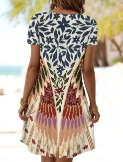 Best Women's Mini Dress Petite Dress T Shirt Dress Tee Dress A Line Dress Summer Dress Casual Daily Regular Fit Graphic Paisley Short Sleeve Crewneck Pink Orange Green Summer Spring Women Casual Dress|T Shirt Dresses