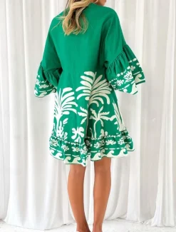 Outlet Women's Mini Dress Petite Dress Casual Dress Boho Dress Vintage Casual Vacation Daily Regular Fit Floral 3/4 Length Sleeve V Neck Spring Fall Women Spring Dresses