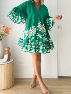 Outlet Women's Mini Dress Petite Dress Casual Dress Boho Dress Vintage Casual Vacation Daily Regular Fit Floral 3/4 Length Sleeve V Neck Spring Fall Women Spring Dresses