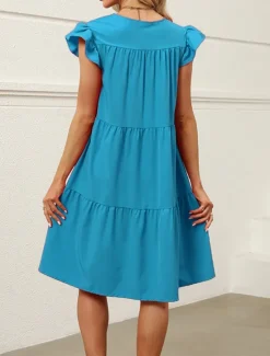 Online Women's Mini Dress Petite Dress White Dress Casual Dress Swing Dress Sundress Elegant Fashion Daily Summer Dress Loose Fit Plain Pure Color Short Sleeve Crew Neck Blush Pink Black White Pink Summer Women White Dresses