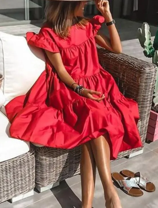 Online Women's Mini Dress Petite Dress White Dress Casual Dress Swing Dress Sundress Elegant Fashion Daily Summer Dress Loose Fit Plain Pure Color Short Sleeve Crew Neck Blush Pink Black White Pink Summer Women White Dresses