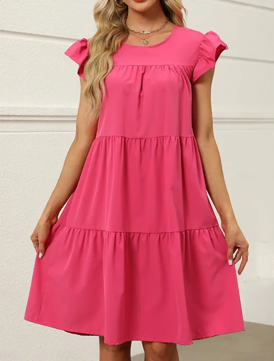 Online Women's Mini Dress Petite Dress White Dress Casual Dress Swing Dress Sundress Elegant Fashion Daily Summer Dress Loose Fit Plain Pure Color Short Sleeve Crew Neck Blush Pink Black White Pink Summer Women White Dresses