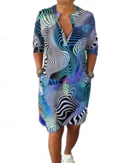 Discount Women's Mini Dress Shift Dress Casual Outdoor Regular Fit Graphic Sleeveless V Neck Blue Purple Green Summer Women Vacation Dresses