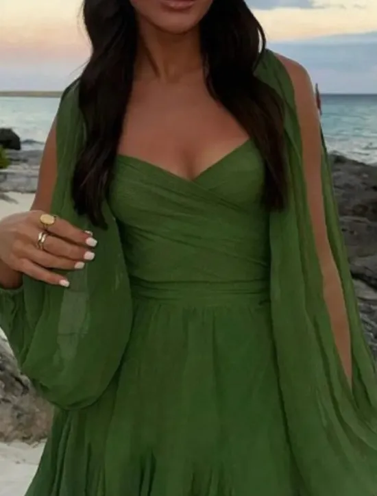 Outlet Women's Mini Dress Summer Dress Fashion Modern Outdoor Vacation Going out Regular Fit Plain Long Sleeve V Neck Black White Blue Dark Green Summer Women Sundresses