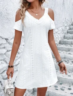 Discount Women's Mini Dress Summer Dress Solid Color Slip Dress Casual Daily Regular Fit Graphic Short Sleeve Strap Black White Pink Navy Blue Summer Women Sundresses