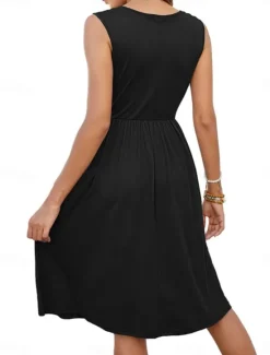 Best Women's Mini Dress Summer Dress Casual Daily Regular Fit Solid Color Sleeveless U Neck Black White Royal Blue Sky Blue Summer Women Sundresses