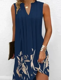 Women's Mini Dress Summer Dress Casual Daily Regular Fit Floral Graphic Sleeveless V Neck Red Navy Blue Green Gray Summer Women Sundresses