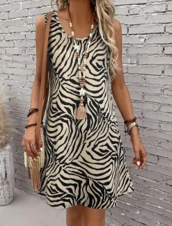 Outlet Women's Mini Dress Sundress A Line Dress Summer Dress Vacation Casual Daily Loose Fit Graphic Geometric Sleeveless U Neck Summer Women Sundresses|Vacation Dresses
