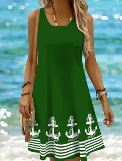 Online Women's Mini Dress Sundress A Line Dress Off The Shoulder Dress Vacation Casual Boho Holiday Beach Regular Fit Graphic Geometric Stripe Sleeveless Crew Neck Scoop Neck Black White Yellow Pink Summer Women Sundresses