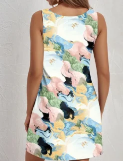 Sale Women's Mini Dress Sundress A Line Dress Summer Dress Vacation Casual Daily Regular Fit Ombre Graphic Marbling Sleeveless U Neck Summer Women Sundresses